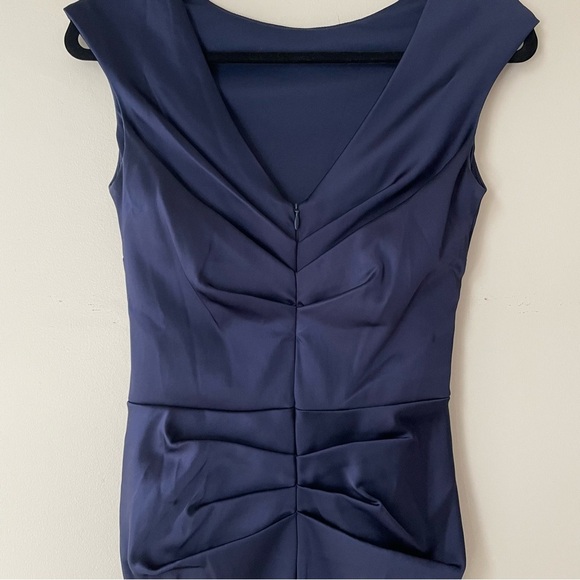 SOLD NWT BHLDN Mireya Navy Blue Ruched Sheath Dress Bridesmaid Formal Event Sz 6 - Picture 4 of 13
